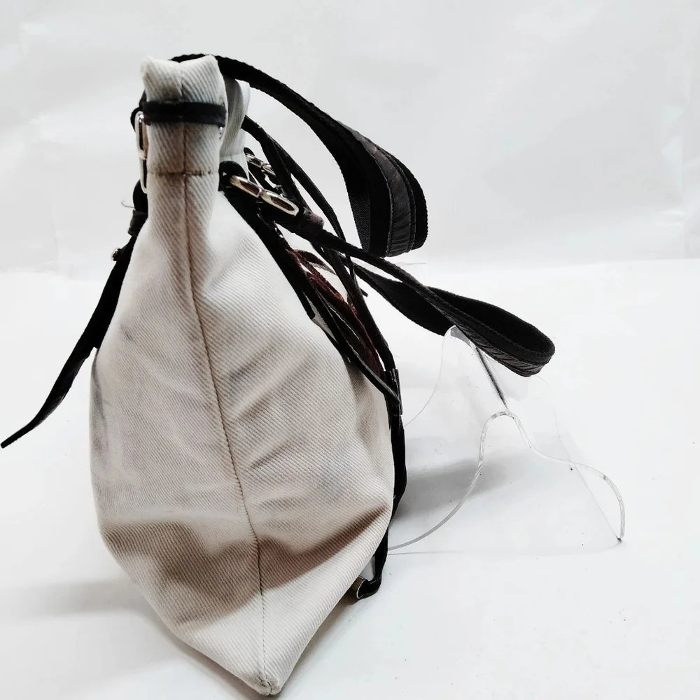 Yves Saint Laurent YSL Brown Cream Kahala Tote Messenger Bag